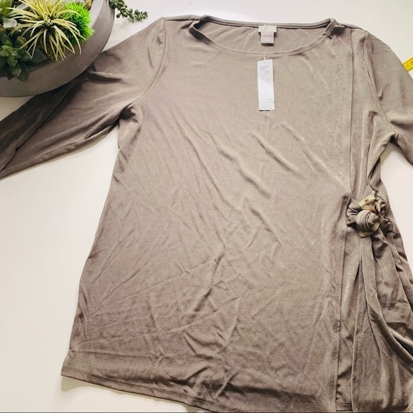 New with tags Chico’s travelers buckle tie long sleeve deep taupe 12 - Picture 2 of 5
